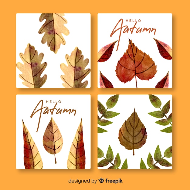 Set van herfst kaarten aquarel stijl