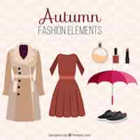 Gratis vector set van herfst kleding en artikelen