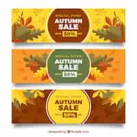 Gratis vector set van herfst verkoop banners