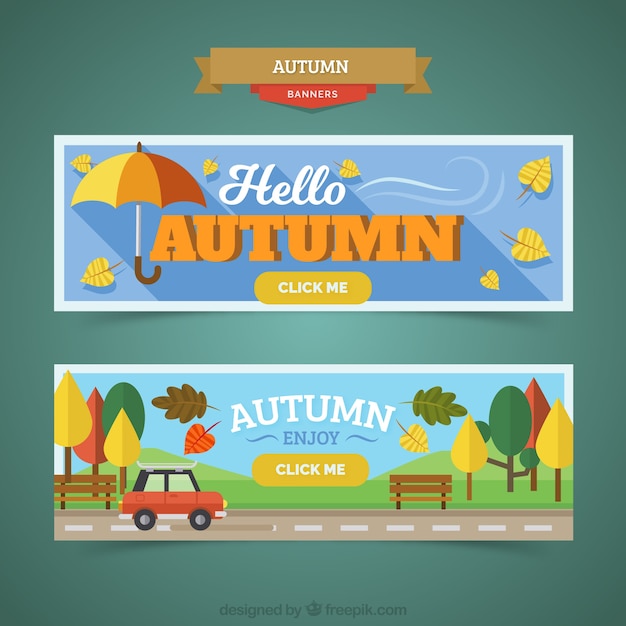 Set van herfstbanners in plat ontwerp