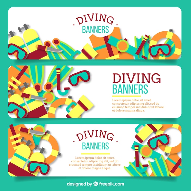 Gratis vector set van het duiken elementen banners