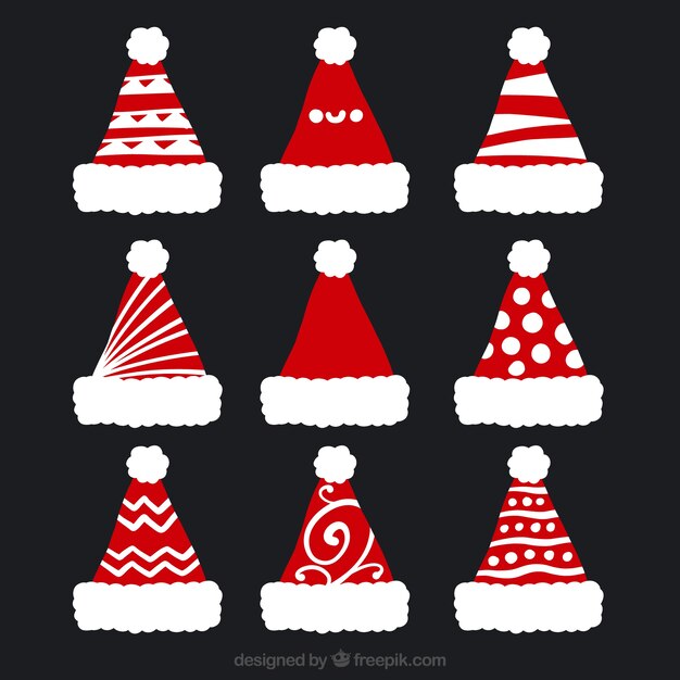Set van hoeden van de Kerstman met abstracte ontwerpen