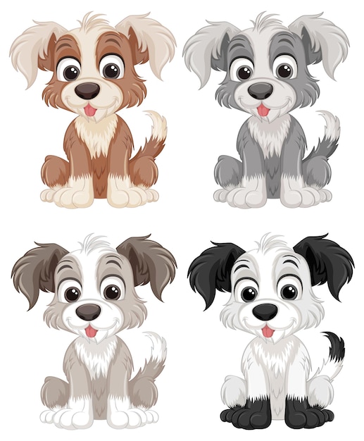 Gratis vector set van hond cartoon geïsoleerd