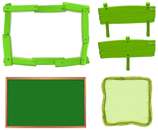 Set van houten tekenbanner in groene kleur