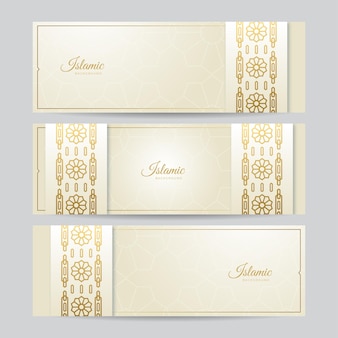 Set van islamitische ramadan kareem banner achtergrond. islamitisch patroon en abstracte luxe islamitische elementen. decoratieve achtergrond met decoratieve elementen in oosterse stijl. vector illustratie