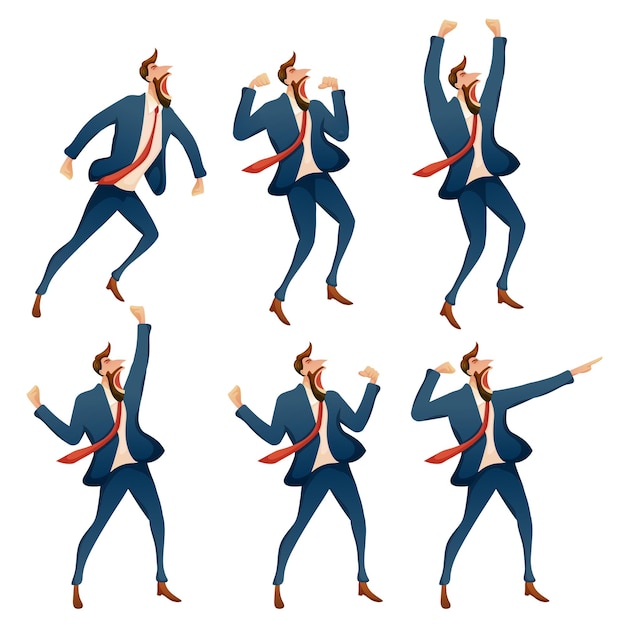 Set van jonge zakenman verschillende gebaar in verschillende expressie cartoon vector