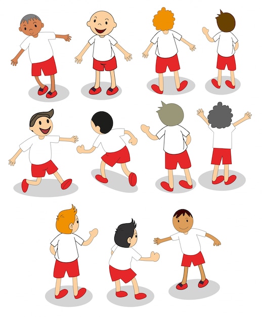 Gratis vector set van jongens spelen