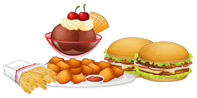 Gratis vector set van junk food