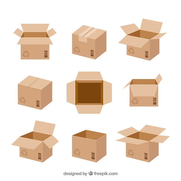Gratis vector set van kartonnen dozen voor verzending