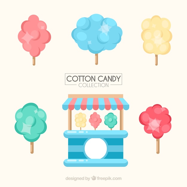 Gratis vector set van katoen snoep stand