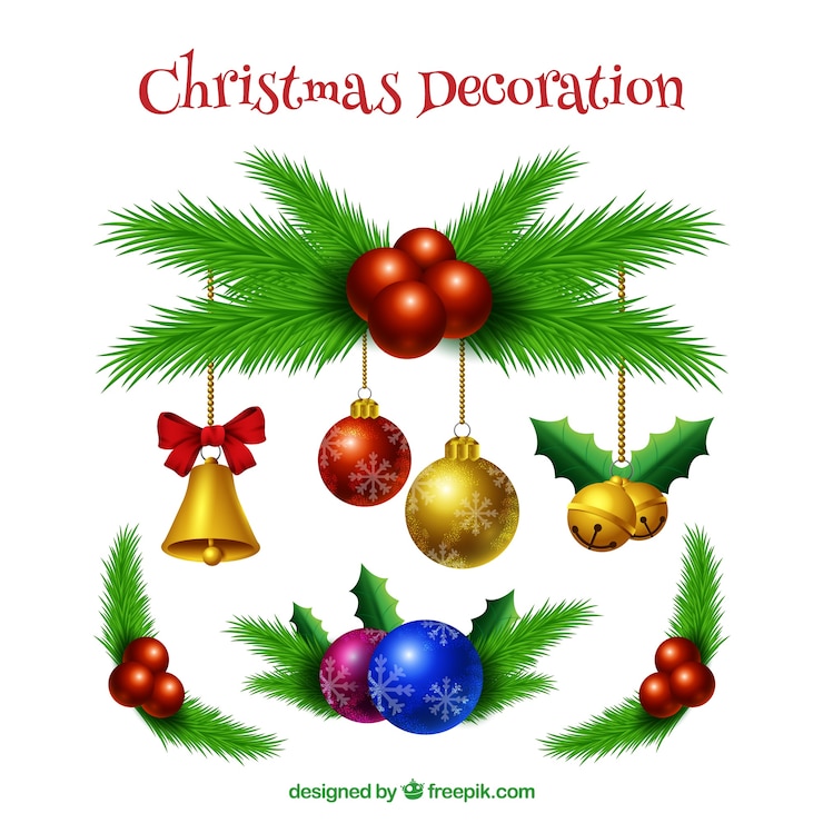 Gratis Vector set van kerst ornamenten