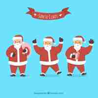 Gratis vector set van kerstman met verschillende poses