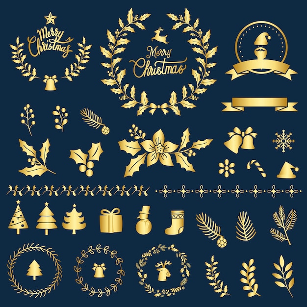 Set van kerstmis ontwerp elementen vector