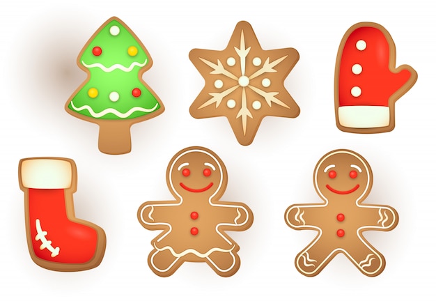 Gratis vector set van kerstmis peperkoek