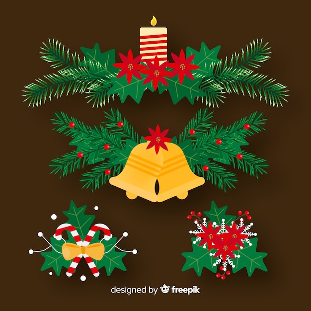 Gratis vector set van kerstversiering