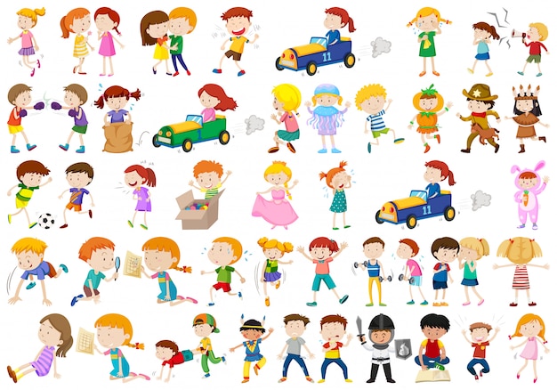 Gratis vector set van kinderen karakter