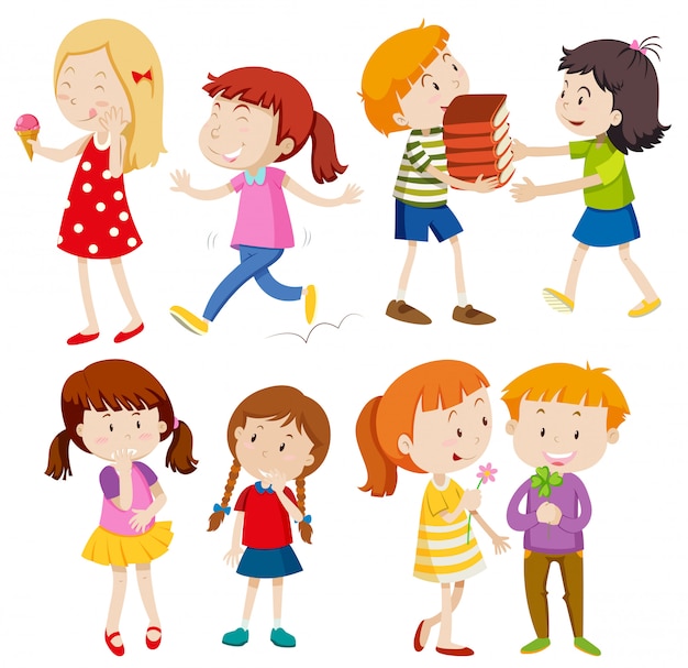 Gratis vector set van kinderen karakter