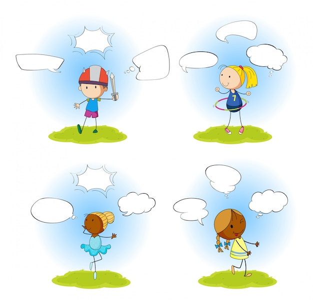 Gratis vector set van kinderen met spraakballon