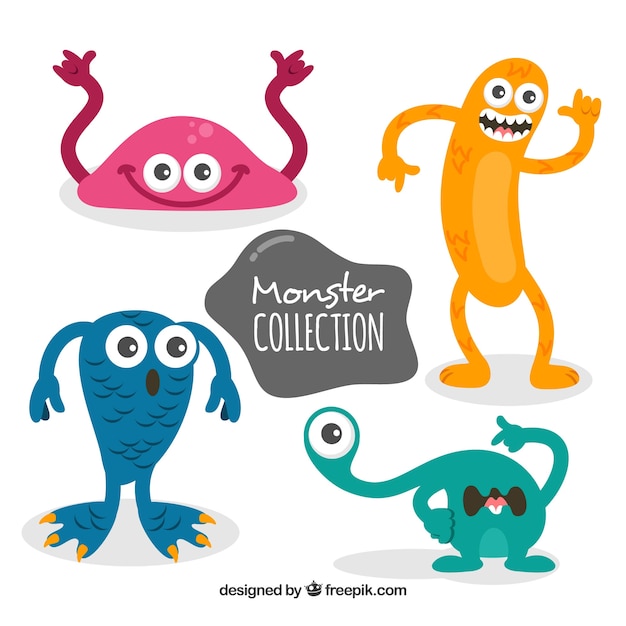 Gratis vector set van kleurrijke monsters in de hand getrokken stijl