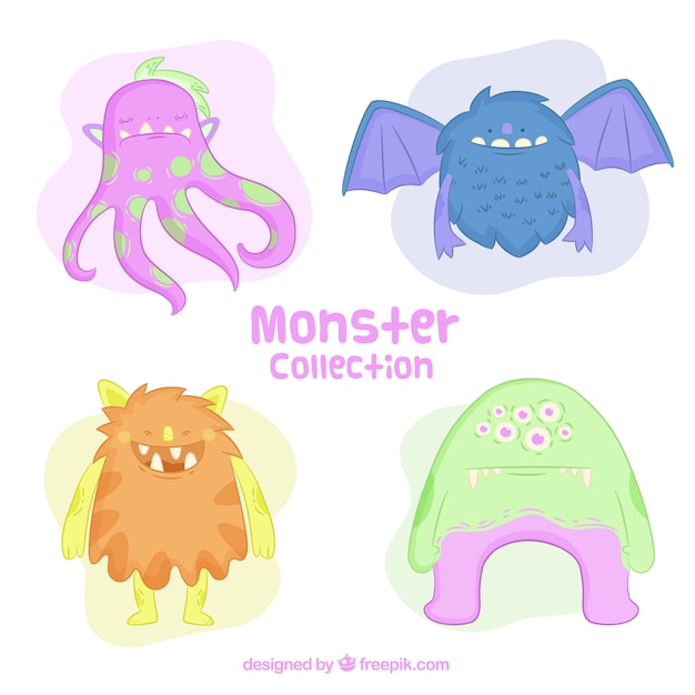 Set van kleurrijke monsters in de hand getrokken stijl