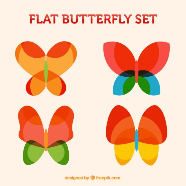 Gratis vector set van kleurrijke vlinders in abstracte stijl