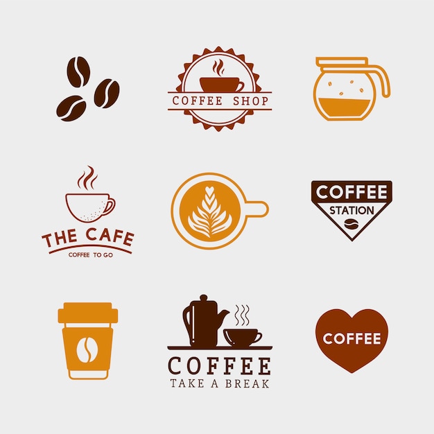 Gratis vector set van koffie elementen en koffie accessoires vector