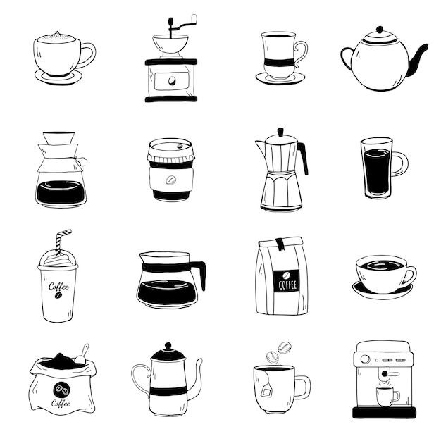 Set van koffie winkel iconen vector