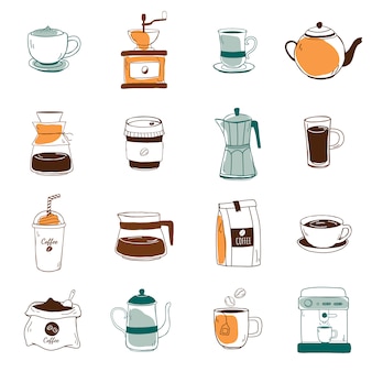 Set van koffie winkel iconen vector