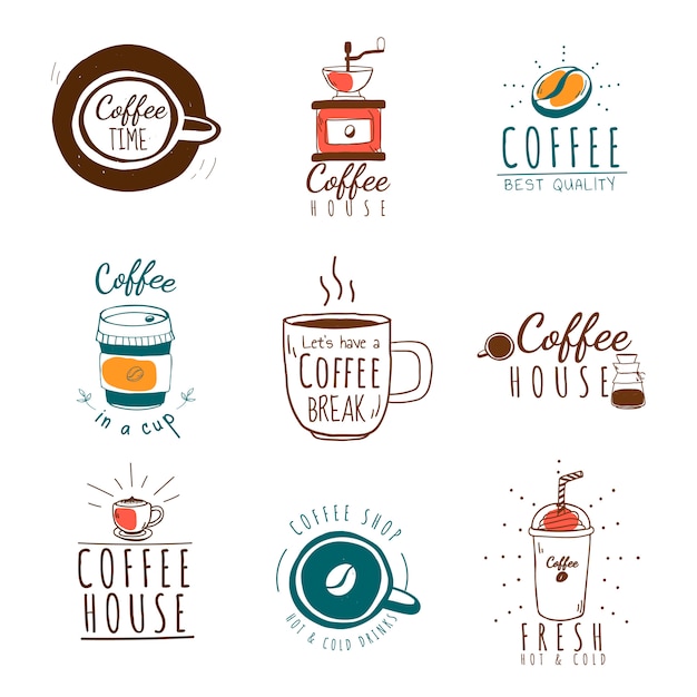 Gratis vector set van koffie winkel logo's vector