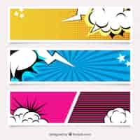 Gratis vector set van komische banners