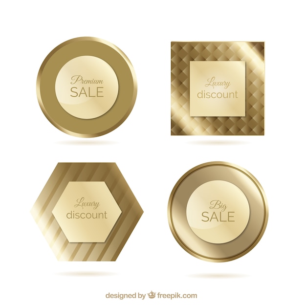 Gratis vector set van korting gouden stickers
