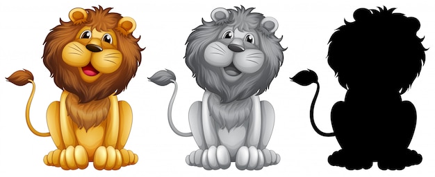 Gratis vector set van leeuw karakter