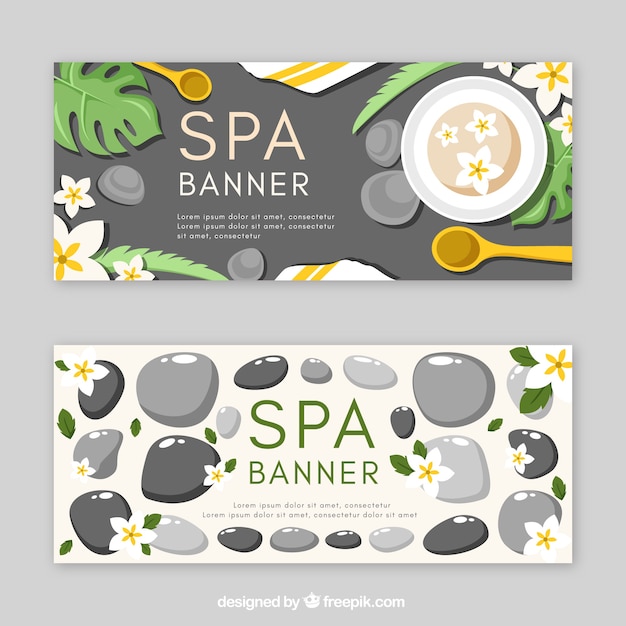 Set van leuke banners voor de spa