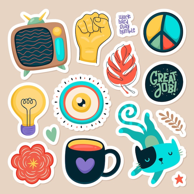 Gratis vector set van leuke stickers