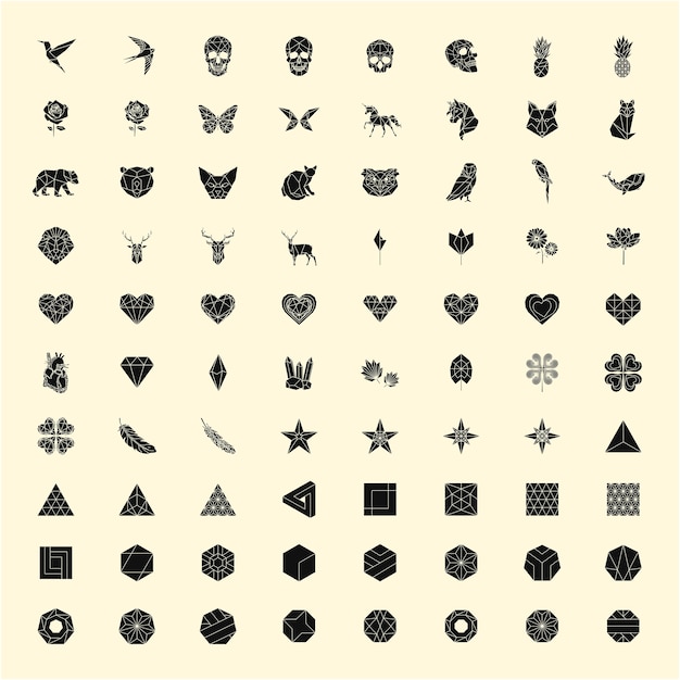 Set van lineaire illustraties van vormen en pictogrammen