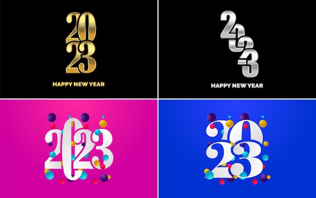 Gratis vector set van logo ontwerp 2023 gelukkig nieuwjaar 2023 nummer ontwerpsjabloon kerst decor 2023