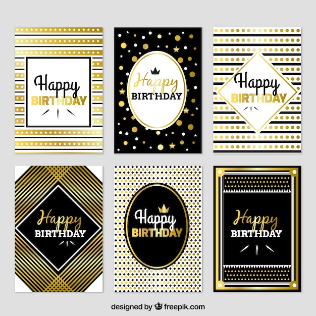 Gratis vector set van luxe verjaardagskaarten