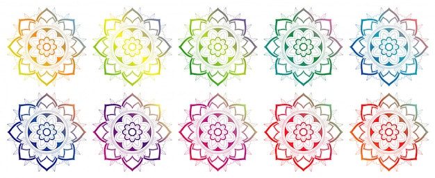 Gratis vector set van mandala patronen in vele kleuren