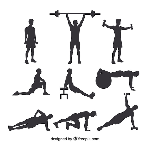 Gratis vector set van mannelijke crossfit silhouetten