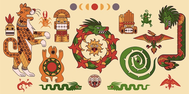 Gratis vector set van maya of azteekse patronen