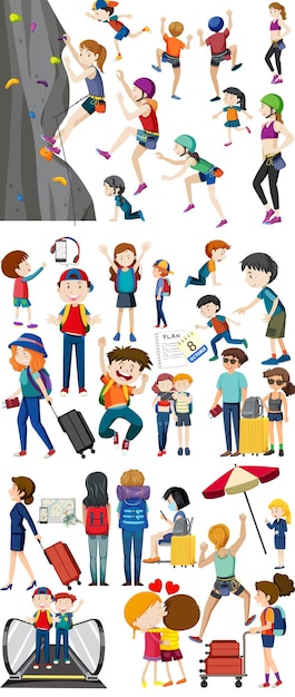 Gratis vector set van mensen in verschillende acties