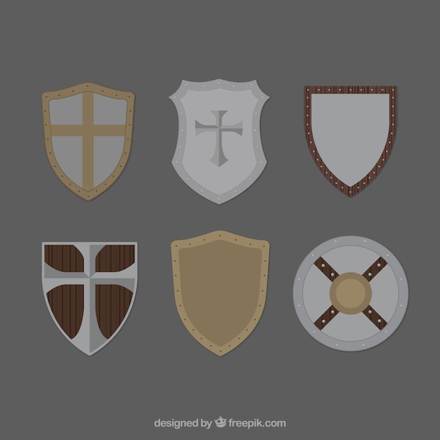 Gratis vector set van middeleeuwse schilden