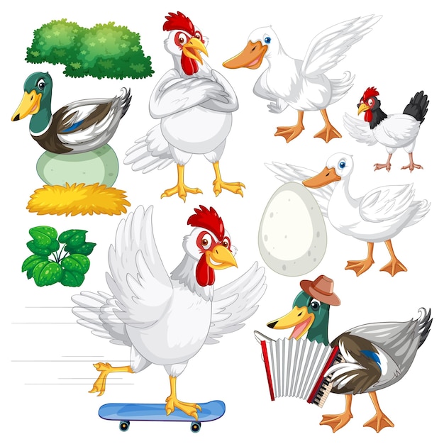 Gratis vector set van mix dieren boerderij karakter