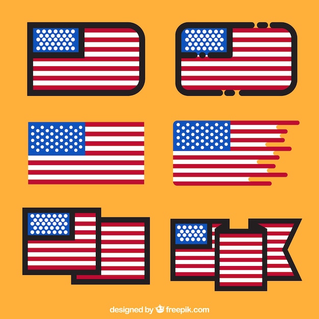 Gratis vector set van moderne amerikaanse vlaggen