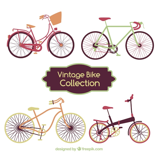 Gratis vector set van mooie fietsen in vintage stijl