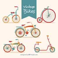 Gratis vector set van mooie retro fietsen