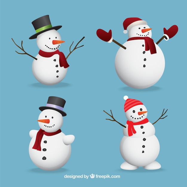 Gratis vector set van mooie sneeuwpoppen