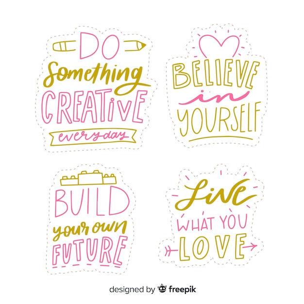 Gratis vector set van motiverende belettering stickers