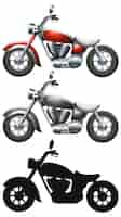 Gratis vector set van motorfiets op witte achtergrond