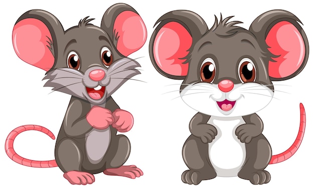 Gratis vector set van muis en rat cartoon